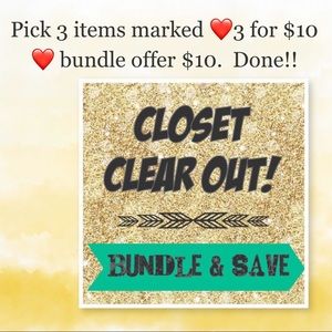 Many items marked ❤️3 for $10 ❤️ closet clear out